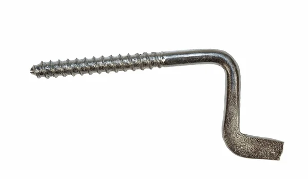 Metal screw hook for door locking isolated on white — ストック写真