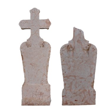 Set blank old marble graves (1828) isolated on white background, texture clipart