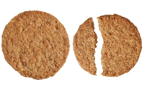 Runder Keks isoliert auf weißem Hintergrund — Stockfoto