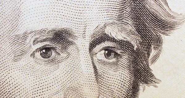 Twenty dollar bill, eye Jackson background, textures — Stock Photo, Image