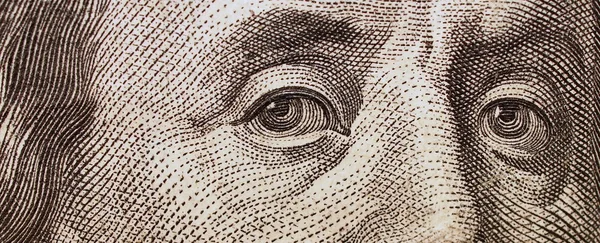 百ドル紙幣、目のフランクリンの背景、テクスチャ — ストック写真