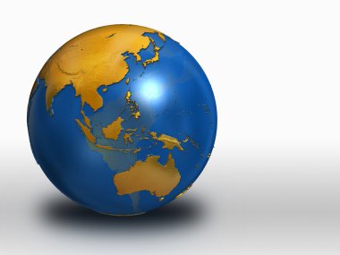 Blue and Gold Earth - Asia, Russia, Austrailia clipart