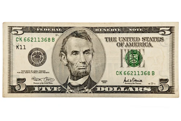 Five dollar bill — Zdjęcie stockowe