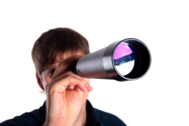 Man looking through a telescope clipart