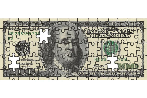 Honderd dollar bill puzzel — Stockfoto