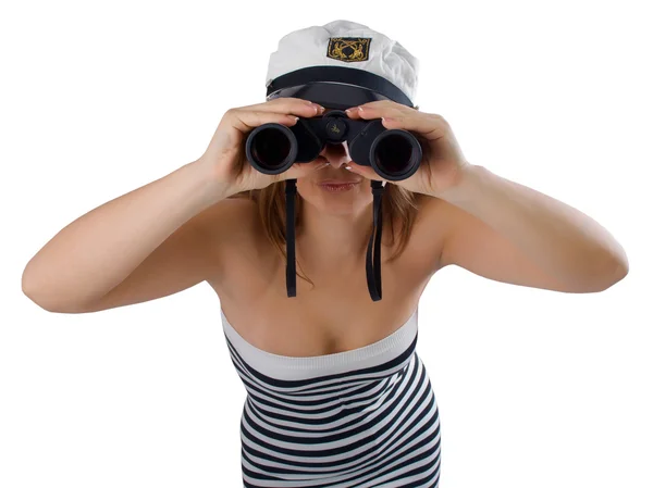 Chica con prismáticos —  Fotos de Stock