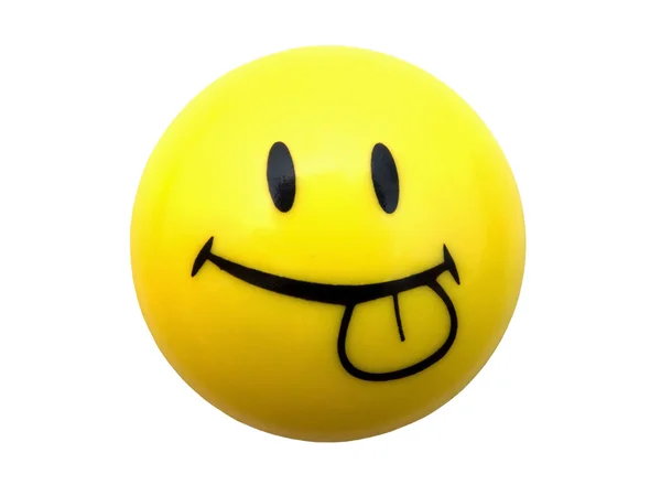 Gele smilie met tong — Stockfoto