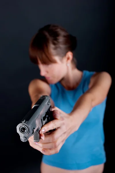 stock image Woman with gun