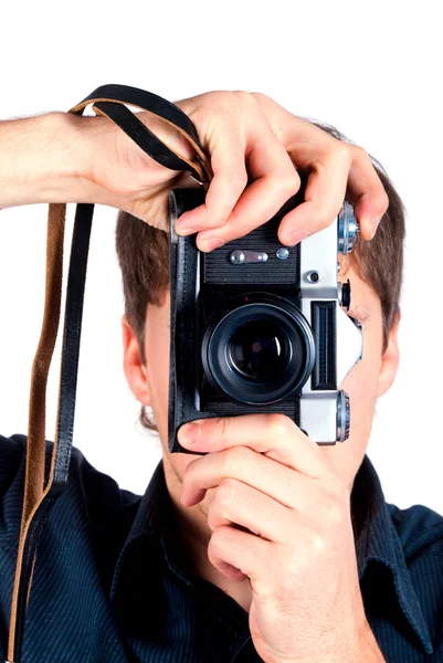 Hombre con una cámara — Foto de Stock