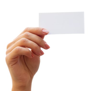 Empty card in a hand clipart