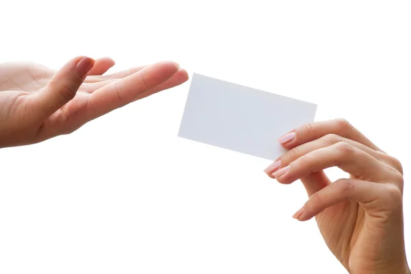 Empty card in a hand — Stock Photo, Image