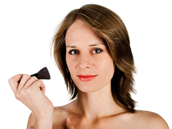 Woman face with brush — 스톡 사진