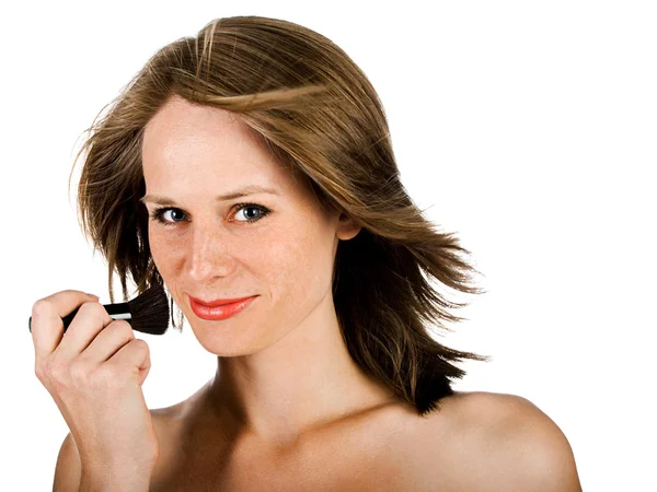 Woman face with brush — Stock Photo, Image