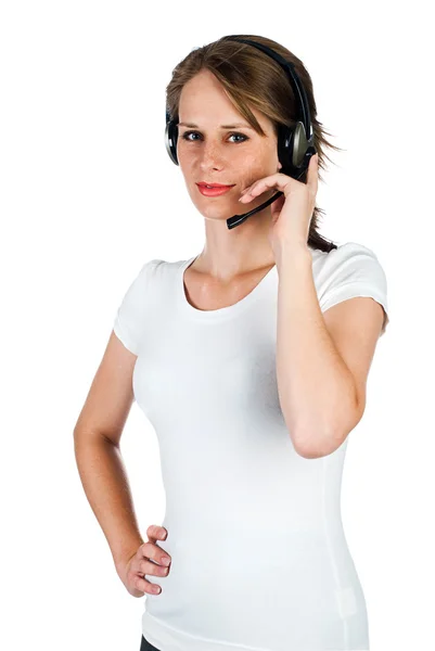 Fejhallgatós nő — Stock Fotó