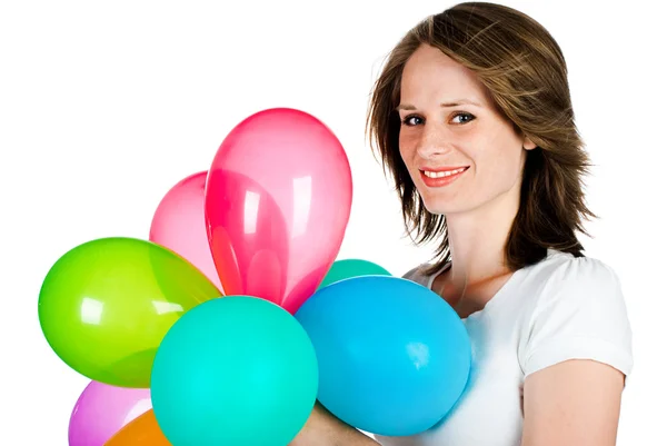 Donna con palloncini — Foto Stock