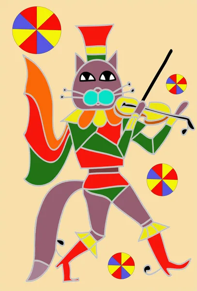 Кішка і скрипка — стоковий вектор