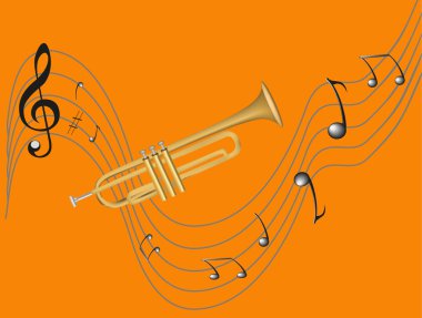 Trumpet and notes clipart