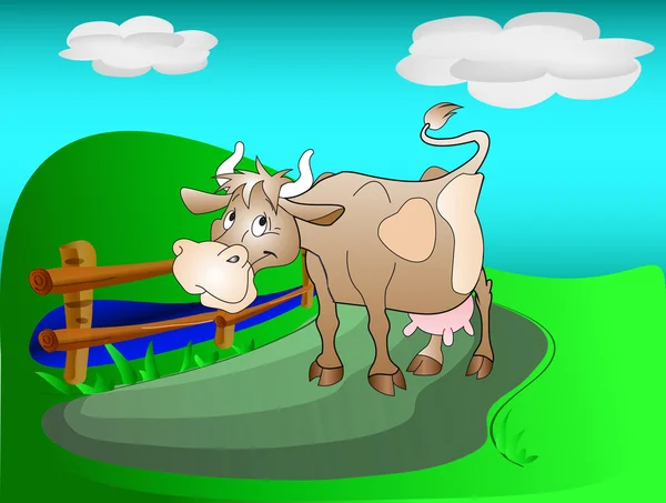 Kuh auf der Weide — Stockvektor
