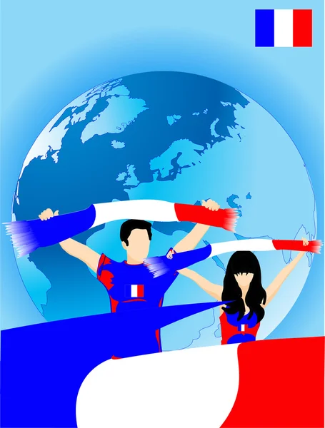 แฟนกีฬาฝรั่งเศส — ภาพเวกเตอร์สต็อก