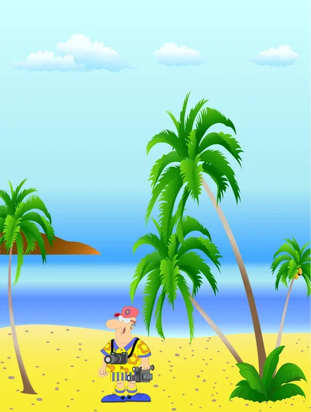 Touriste sur la plage — Image vectorielle