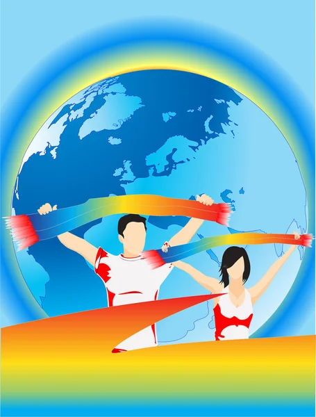 Man and woman are sport fans — Stock Vector