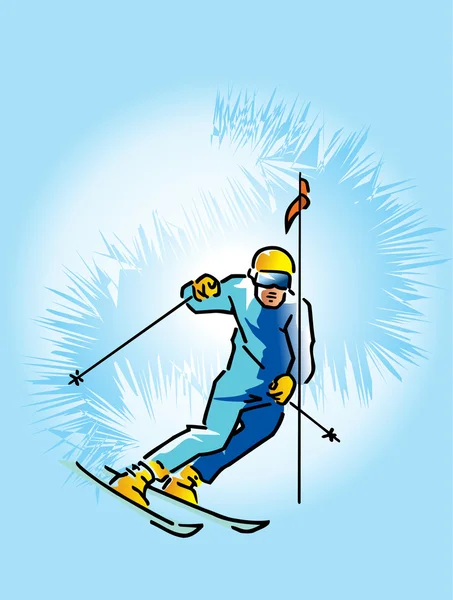 Snížení lyžař — Stockový vektor