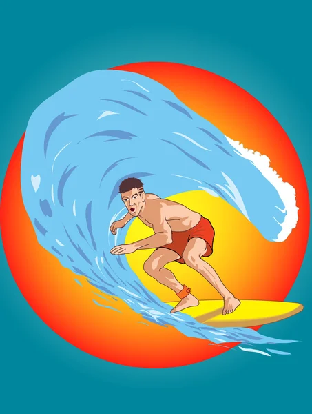 Man on the wave - Stok Vektor