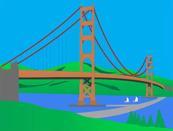 Pont sur la rivière — Image vectorielle