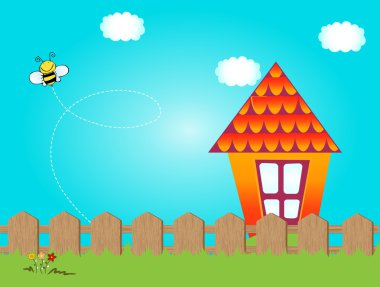 House and bee clipart