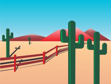 Cactuses in desert clipart