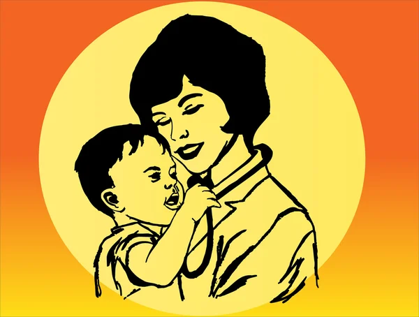 Femme et enfant — Image vectorielle