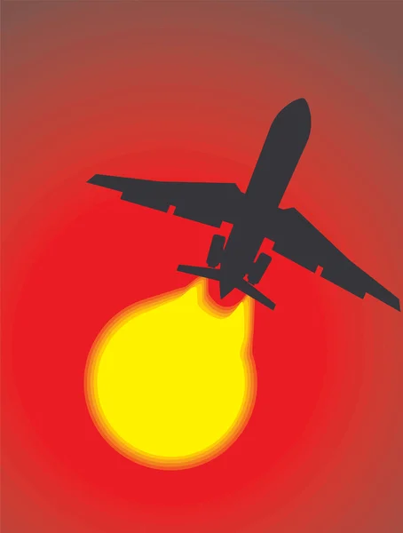 Silhouet van vliegtuig — Stockvector
