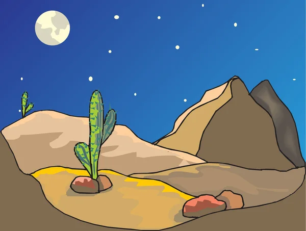 Night in desert — Stock Vector