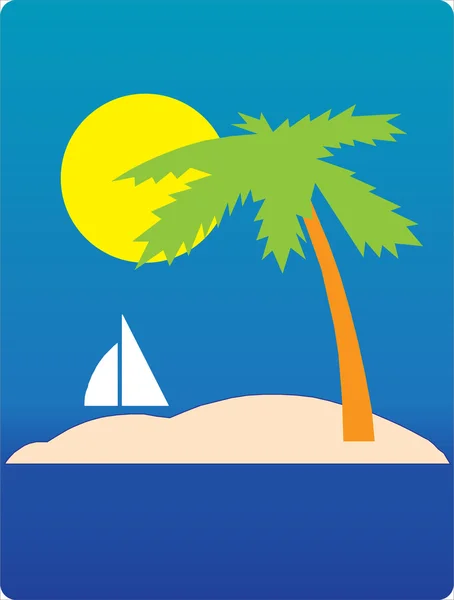 Palm on the island — Stock Vector