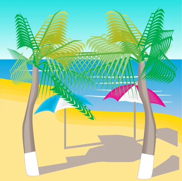 Palmiers sur la plage — Image vectorielle