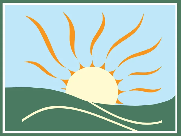 Абстрактное солнце и поле — стоковый вектор