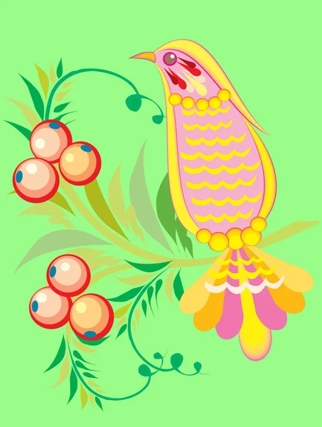 Птица и ягоды — стоковый вектор