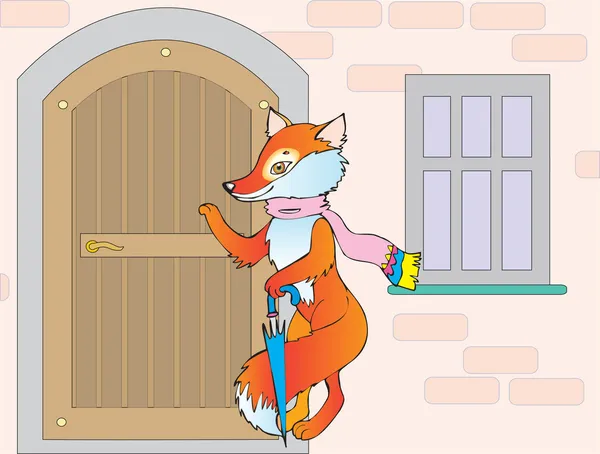 Fox kloppen op de deur — Stockvector