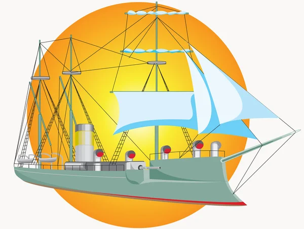 Військовий корабель ретро — стоковий вектор