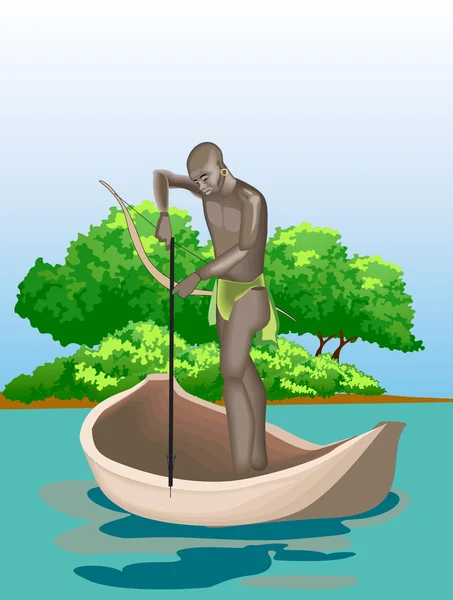 Afrikansk man är jägare Royaltyfria illustrationer