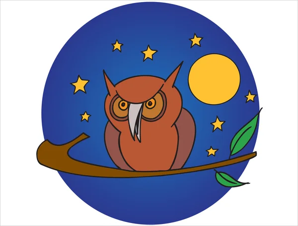 猫头鹰在夜间 免版税图库插图