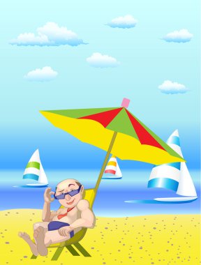 Businessman at beach clipart