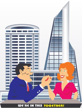 Man and woman are teamwork clipart