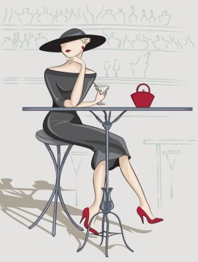 Lady in bar clipart