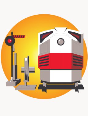 Locomotive and semaphore clipart