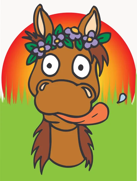 stock vector Horse wearing flowers