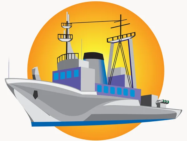 Сірий Військовий корабель — стоковий вектор