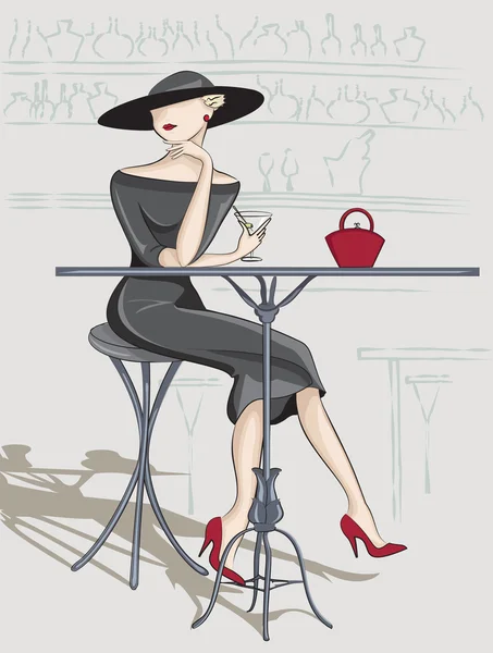 Lady in bar — Stock Vector