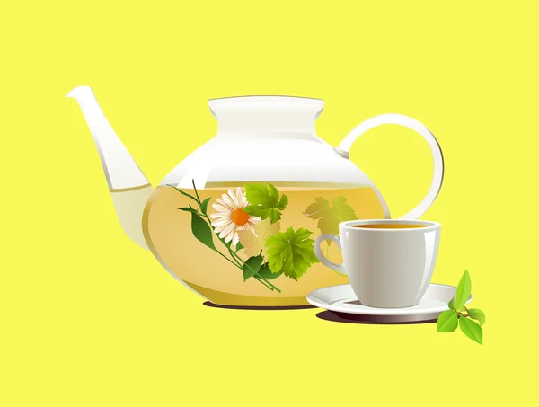 Cup och tea pot — Stock vektor