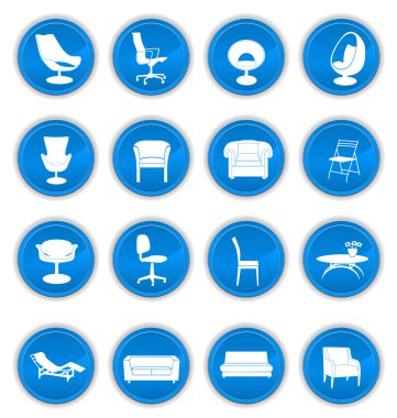 Set of furniture blue clipart